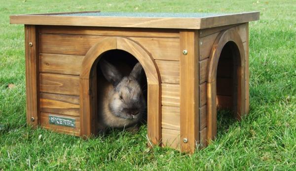 Nagerhaus mit 2 Eingängen Unterschlupf Haus für Kaninchen, Meerschweinchen, Hasen